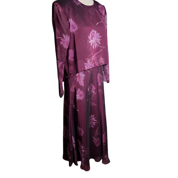 Draper's & Damons Plum Purple Long Sleeve Flow Midi Mother of the Bride Dress 10 - Picture 2 of 7
